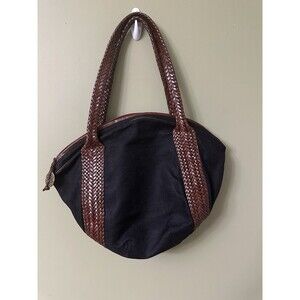 De Vecchi Hamilton Hodge Large Shoulder Bag Woven Leather Handles Made In Italy